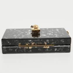 Pre Owned Dolce & Gabbana Black Acrylic Lace Dolce Box Clutch