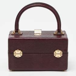 Pre Owned Dolce & Gabbana Burgundy Iguana Embossed Leather Box Bag