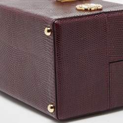 Pre Owned Dolce & Gabbana Burgundy Iguana Embossed Leather Box Bag