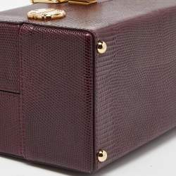 Pre Owned Dolce & Gabbana Burgundy Iguana Embossed Leather Box Bag