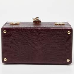 Pre Owned Dolce & Gabbana Burgundy Iguana Embossed Leather Box Bag