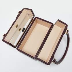 Pre Owned Dolce & Gabbana Burgundy Iguana Embossed Leather Box Bag
