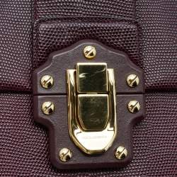 Pre Owned Dolce & Gabbana Burgundy Lizard Embossed Leather Medium Lucia Top Handle Bag