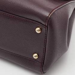 Pre Owned Dolce & Gabbana Burgundy Leather Medium Miss Sicily Top Handle Bag