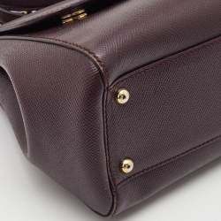 Pre Owned Dolce & Gabbana Burgundy Leather Medium Miss Sicily Top Handle Bag