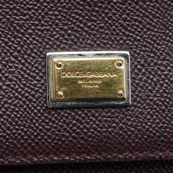 Pre Owned Dolce & Gabbana Burgundy Leather Medium Miss Sicily Top Handle Bag