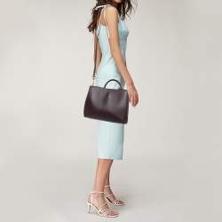 Pre Owned Dolce & Gabbana Burgundy Leather Sicily Top Handle Bag