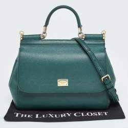 Dolce & Gabbana Green Leather Medium Miss Sicily Handle Bag