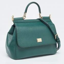 Dolce & Gabbana Green Leather Medium Miss Sicily Handle Bag