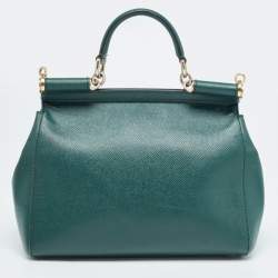 Dolce & Gabbana Green Leather Medium Miss Sicily Handle Bag