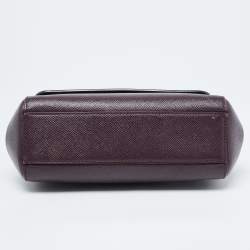 Dolce & Gabbana Burgundy Leather Small Miss Sicily Top Handle Bag