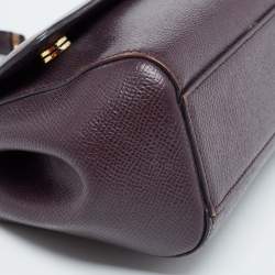 Dolce & Gabbana Burgundy Leather Small Miss Sicily Top Handle Bag