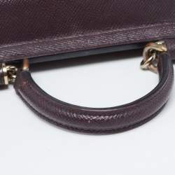 Dolce & Gabbana Burgundy Leather Small Miss Sicily Top Handle Bag