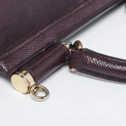 Dolce & Gabbana Burgundy Leather Small Miss Sicily Top Handle Bag