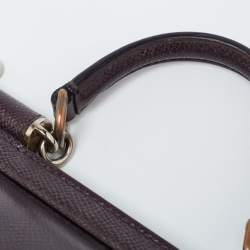 Dolce & Gabbana Burgundy Leather Small Miss Sicily Top Handle Bag
