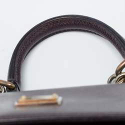 Dolce & Gabbana Burgundy Leather Small Miss Sicily Top Handle Bag