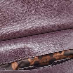 Dolce & Gabbana Burgundy Leather Small Miss Sicily Top Handle Bag