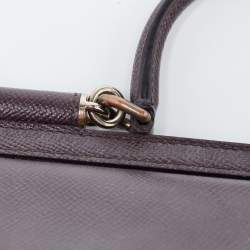 Dolce & Gabbana Burgundy Leather Small Miss Sicily Top Handle Bag