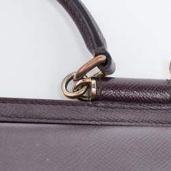 Dolce & Gabbana Burgundy Leather Small Miss Sicily Top Handle Bag