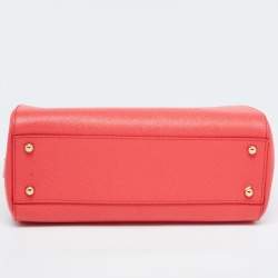 Pre Owned Dolce & Gabbana Coral Pink Leather Miss Sicily Tote