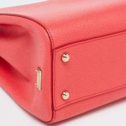 Pre Owned Dolce & Gabbana Coral Pink Leather Miss Sicily Tote