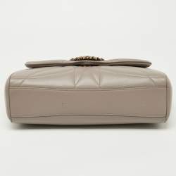 Pre Owned Dolce & Gabbana Taupe Quilted Nappa Leather Large Devotion Shoulder Bag