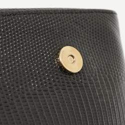 Pre Owned Dolce & Gabbana Black Lizard Embossed Leather Mini DG Millennials Crossbody Bag