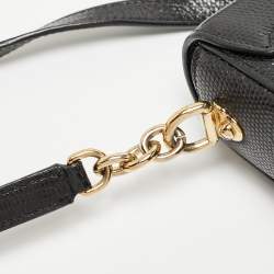 Pre Owned Dolce & Gabbana Black Lizard Embossed Leather Mini DG Millennials Crossbody Bag