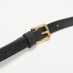 Pre Owned Dolce & Gabbana Black Lizard Embossed Leather Mini DG Millennials Crossbody Bag