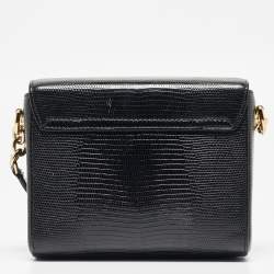 Pre Owned Dolce & Gabbana Black Lizard Embossed Leather Mini DG Millennials Crossbody Bag