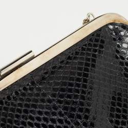 Dolce & Gabbana Black Snakeskin Frame Chain Clutch