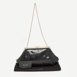 Dolce & Gabbana Black Snakeskin Frame Chain Clutch