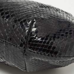 Dolce & Gabbana Black Snakeskin Frame Chain Clutch
