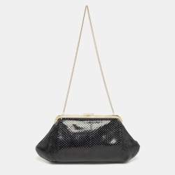 Dolce & Gabbana Black Snakeskin Frame Chain Clutch