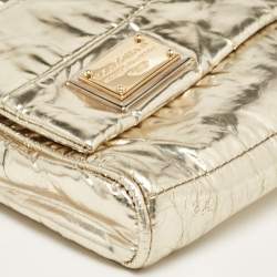 Pre Owned Dolce & Gabbana Gold Patent Leather Miss Martini Chain Clutch