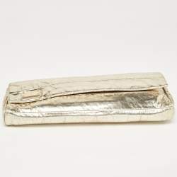 Pre Owned Dolce & Gabbana Gold Patent Leather Miss Martini Chain Clutch