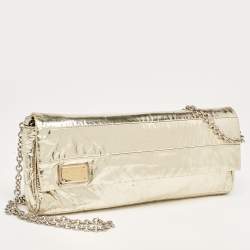 Pre Owned Dolce & Gabbana Gold Patent Leather Miss Martini Chain Clutch