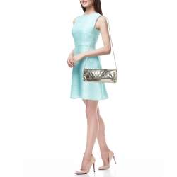 Pre Owned Dolce & Gabbana Gold Patent Leather Miss Martini Chain Clutch