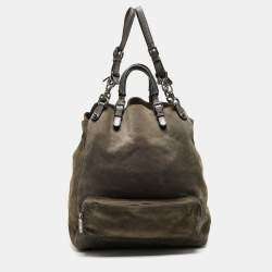 Pre Owned Dolce & Gabbana Grey Suede Miss Pocket Tote
