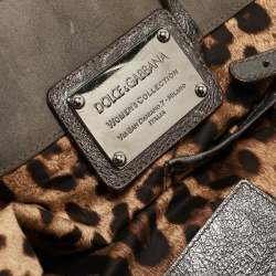 Pre Owned Dolce & Gabbana Grey Suede Miss Pocket Tote