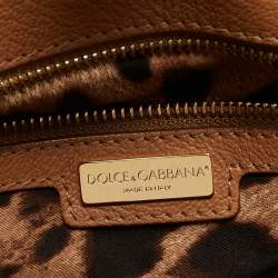 Pre Owned Dolce & Gabbana Brown Leather Large Miss Sicily Top Handle Bag