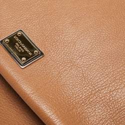 Pre Owned Dolce & Gabbana Brown Leather Large Miss Sicily Top Handle Bag