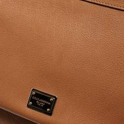 Pre Owned Dolce & Gabbana Brown Leather Large Miss Sicily Top Handle Bag