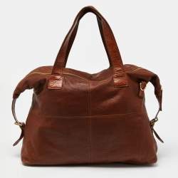 Dolce & Gabbana Tan Leather Double Pocket Weekender Bag