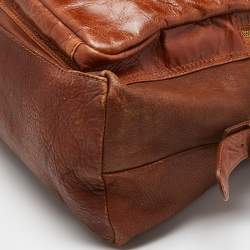 Dolce & Gabbana Tan Leather Double Pocket Weekender Bag