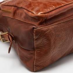Dolce & Gabbana Tan Leather Double Pocket Weekender Bag