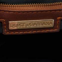 Dolce & Gabbana Tan Leather Double Pocket Weekender Bag