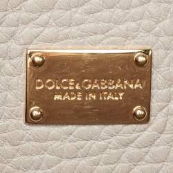 Pre Owned Dolce & Gabbana Grey Leather Top Handle Bag