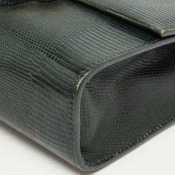 Pre Owned Dolce & Gabbana Dark Green Lizard Embossed Leather Lucia Top Handle Bag