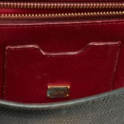 Pre Owned Dolce & Gabbana Dark Green Lizard Embossed Leather Lucia Top Handle Bag